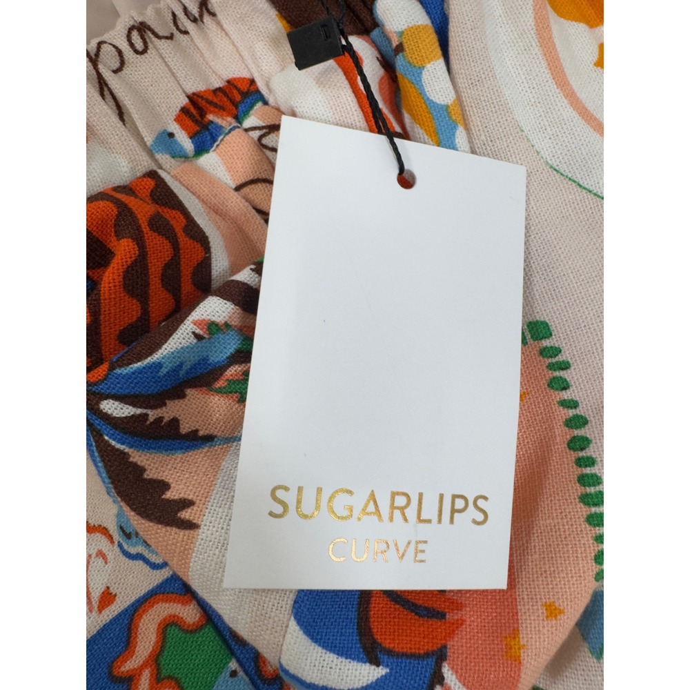 Sugarlips Womens Postcard Print Wide Leg Pants Cropped 3X Boho Mediterranean - Picture 11 of 11